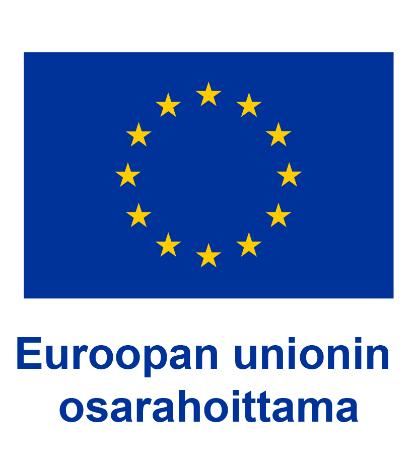 Euroopan unionin lippu, jossa lukee Euroopan unionin osarahoittama