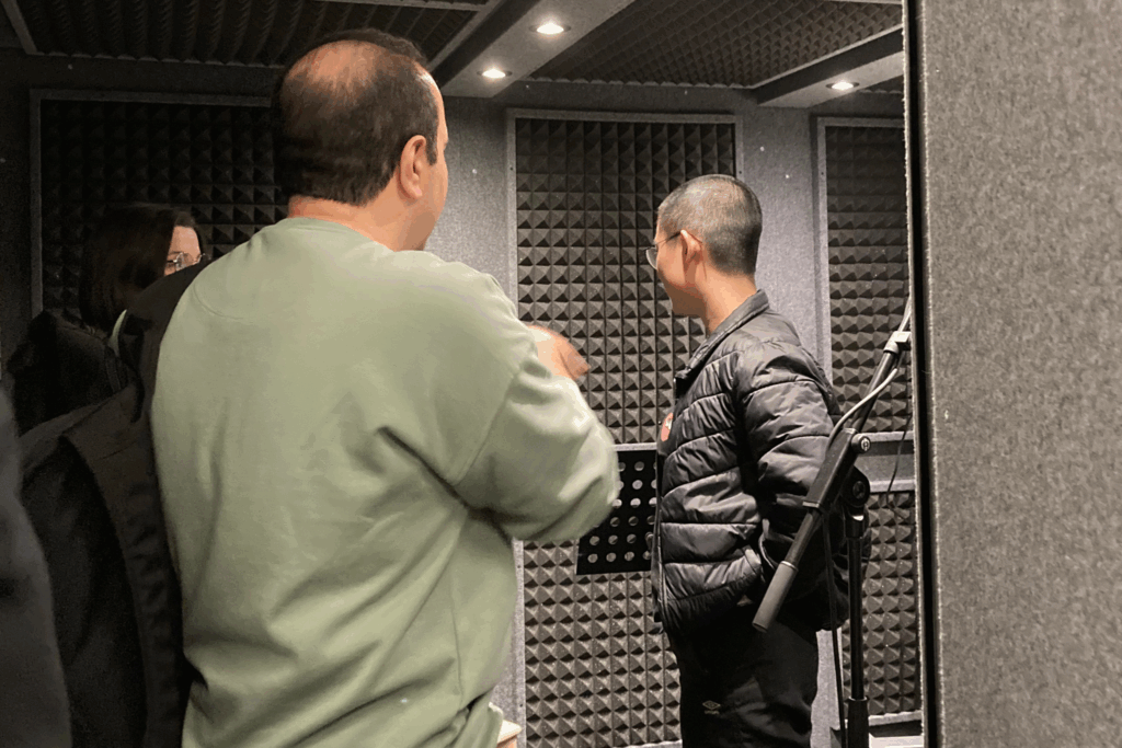 Students in a soundproof space