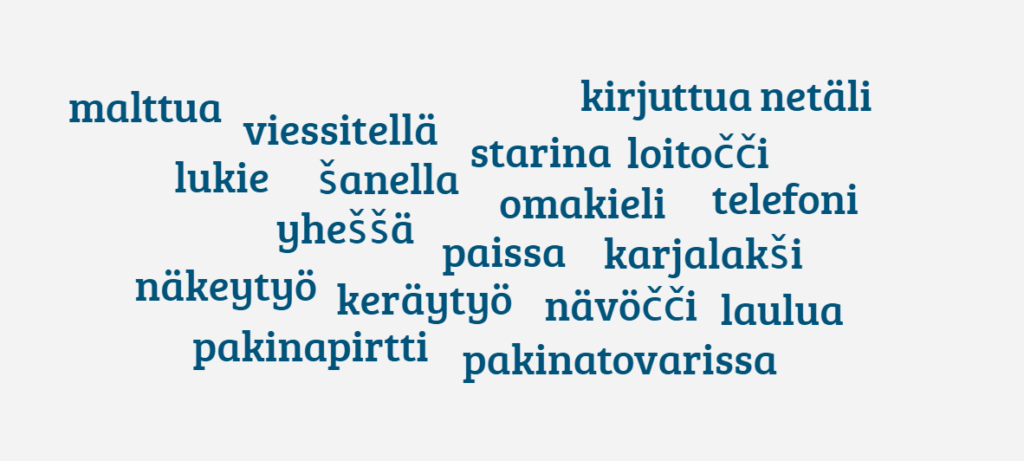 Karjalankielisiä sanoja. Sanapeli.