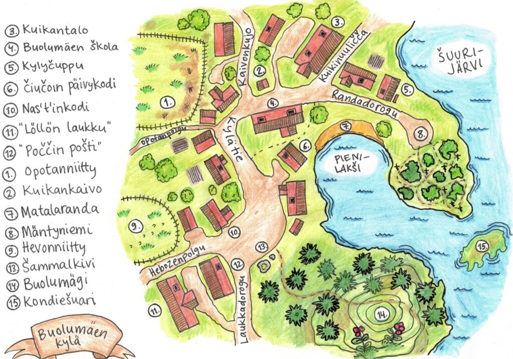 Kartta. Karjalainen kylä. Karjalainen nimistö.