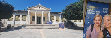 Department of Nursing, School of Health Sciences Cyprus University of Technology (CUT) building and two nurse scientists from University of Eastern Fnland

