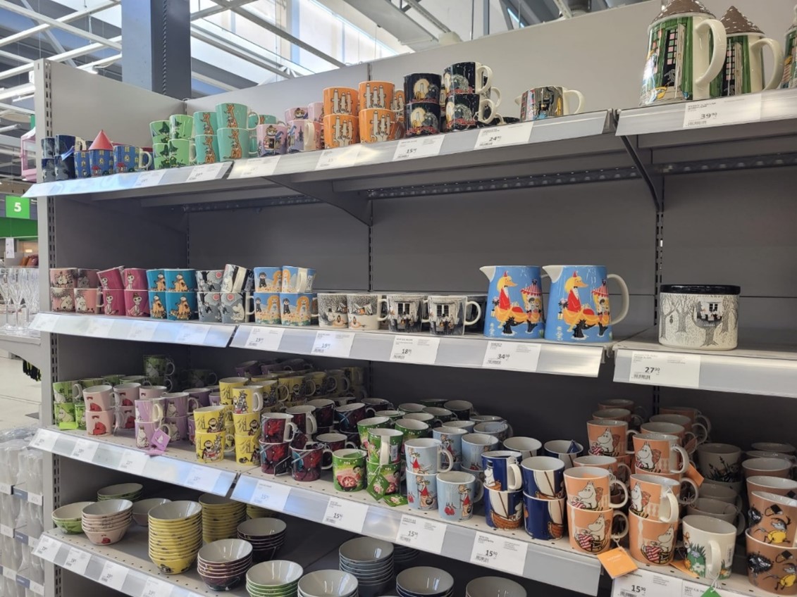 An aisle with Muumi products