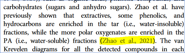 Kuvakaappaus, joka sisältää pätkän tekstiä artikkelista. Tekstin joukkoon lisätty sulkuihin lähde: (Zhao et al., 2021).