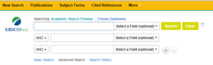 Ebscohost Academic Search Premier-tietokannan tarkennettu haku