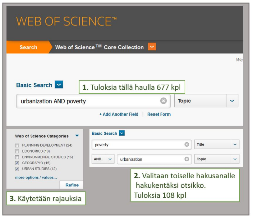 Kuva Web of Sciencesta.