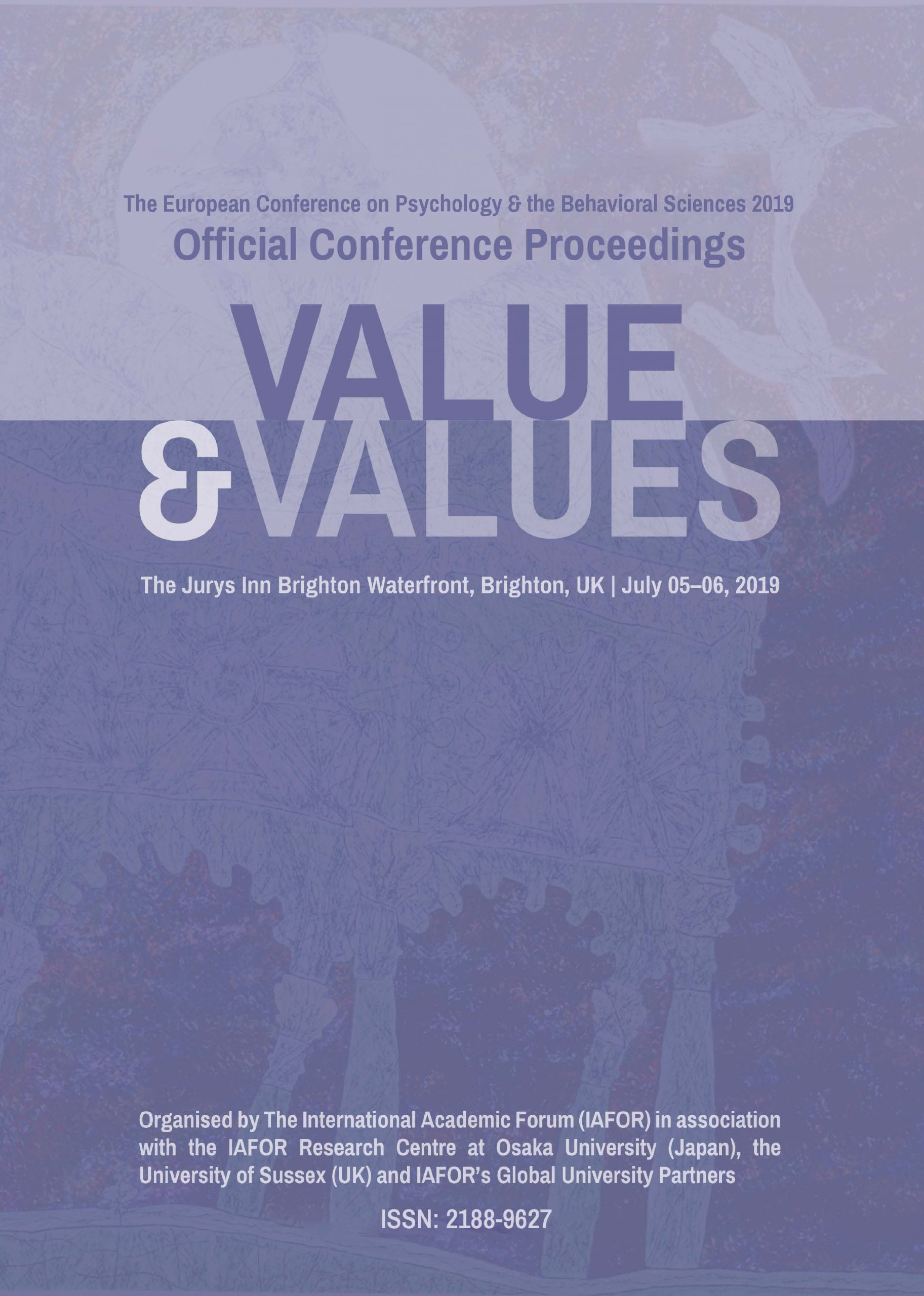 Kansikuva. Konferenssi nimi, ajankohta tekä teema, Value & FValues, violetilla pohjalla.