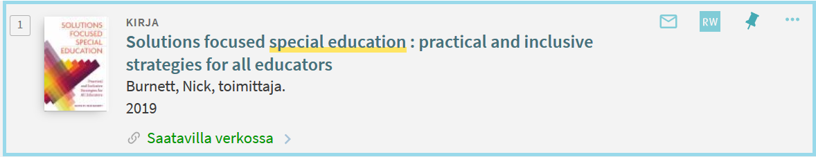Kirja: Solutions focused special education.