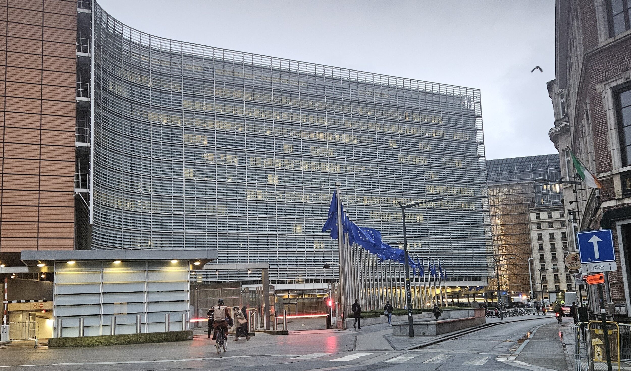 EU-liput liuhuvat virastotalon edessä. | EU flags are fluttering in front of the office building.