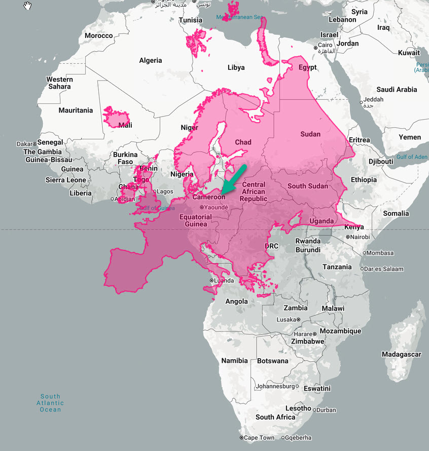 Euroopan kartta Afrikan kartan päällä. |
Map of Europe on the top of map of Africa.