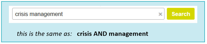 Basic search form with search words crisis management.